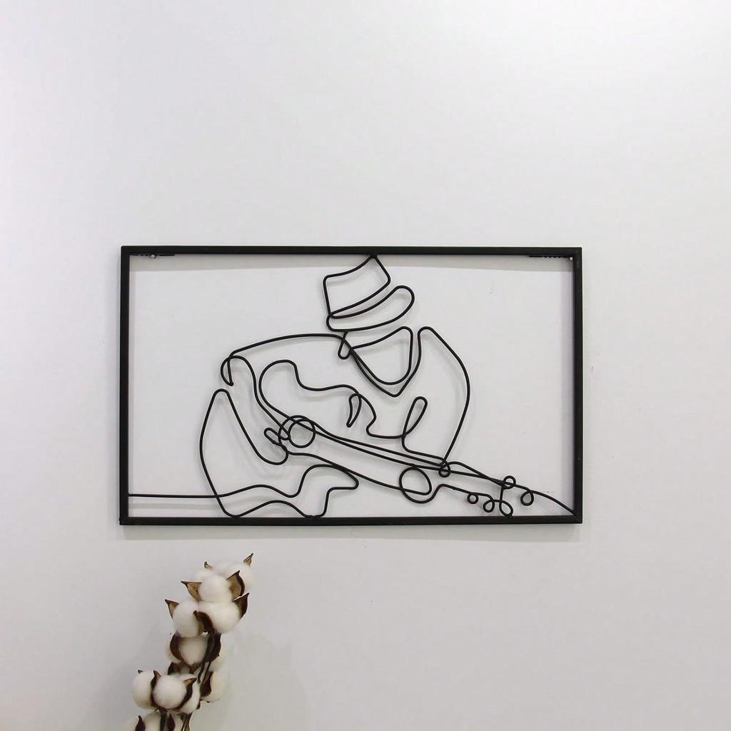 Metal Wall Art Geometric Line Leaf Female Silhouette Home Decor Modern Hanging Piece