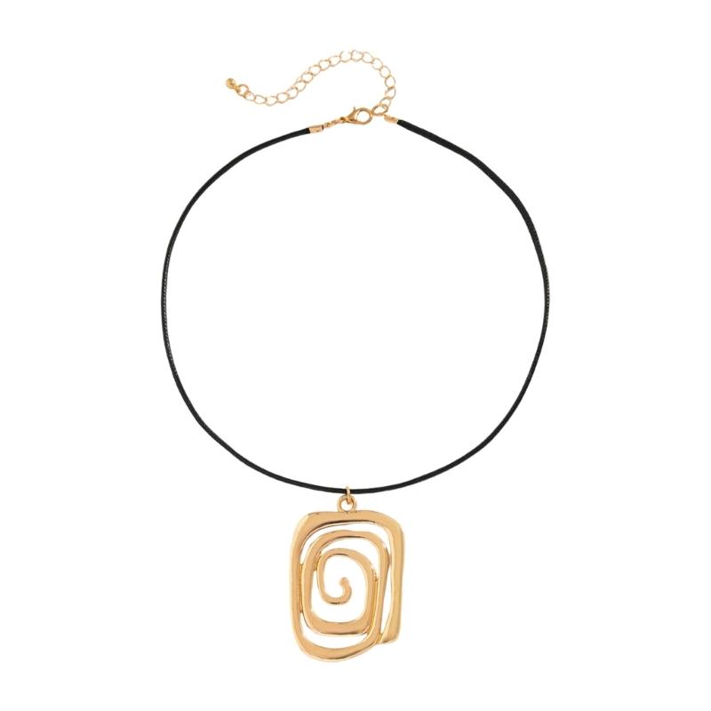 Stylish Metal Coil Sunflower Pendant Necklace Leather Necklace Goth Jewelry For Women