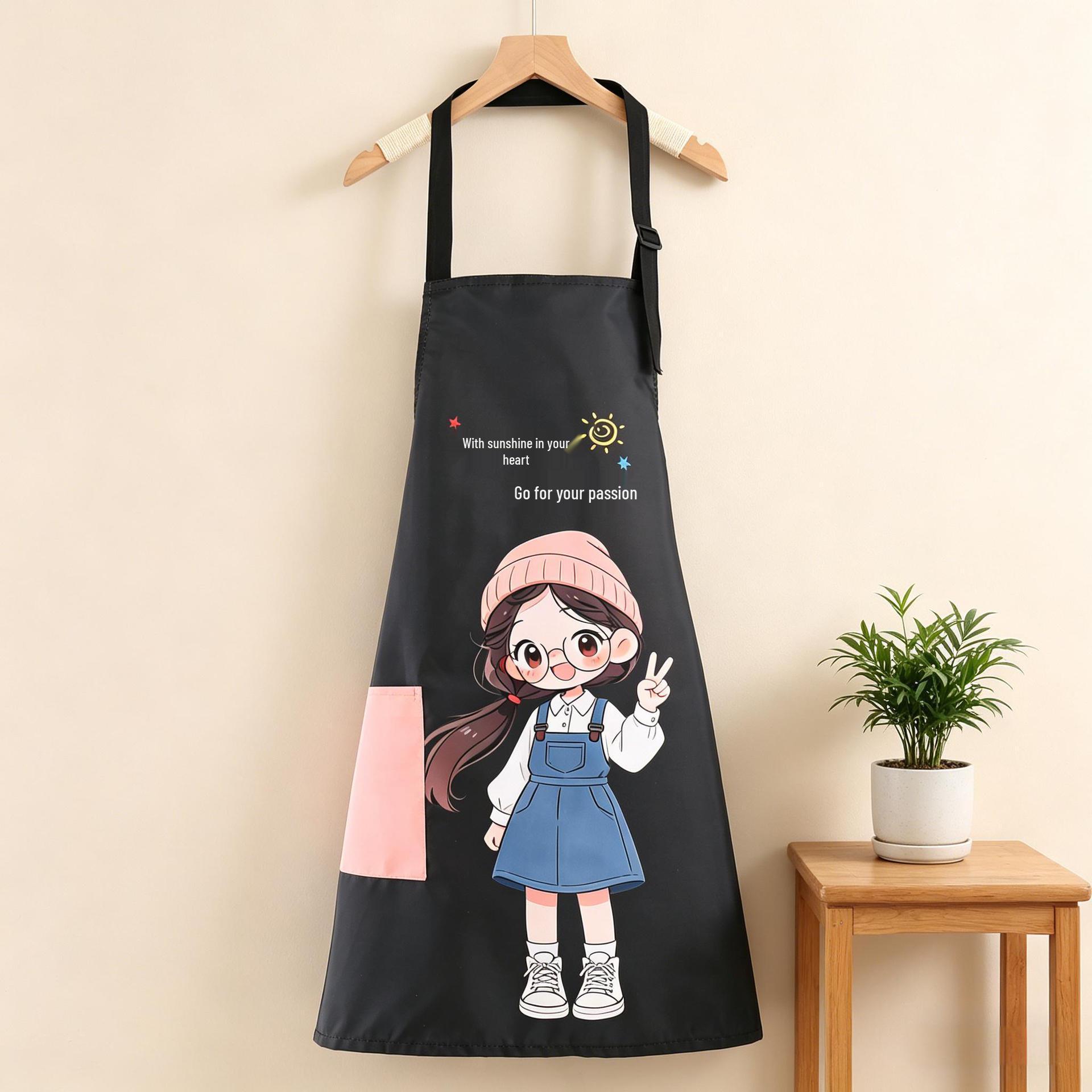 Trendy Waterproof Women’s Apron - Cute, Oil-Proof, and Creative for Kitchen Use