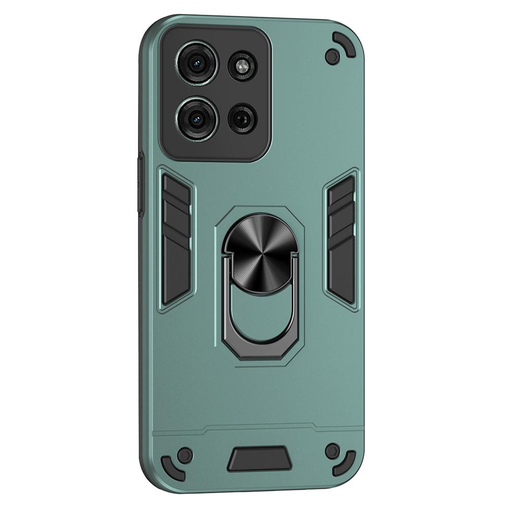

Для Motorola Moto G75 5G чехол PC+TPU Defend чехол для телефона с кольцом-подставкой Green