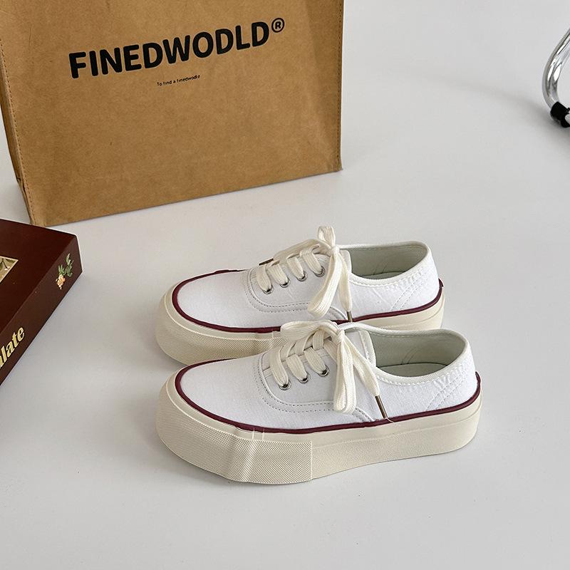 

Простые и модные маленькие белые кеды, женские летние универсальные повседневные дышащие низкие парусиновые кеды на плоской подошве со шнуровкой 40 белый