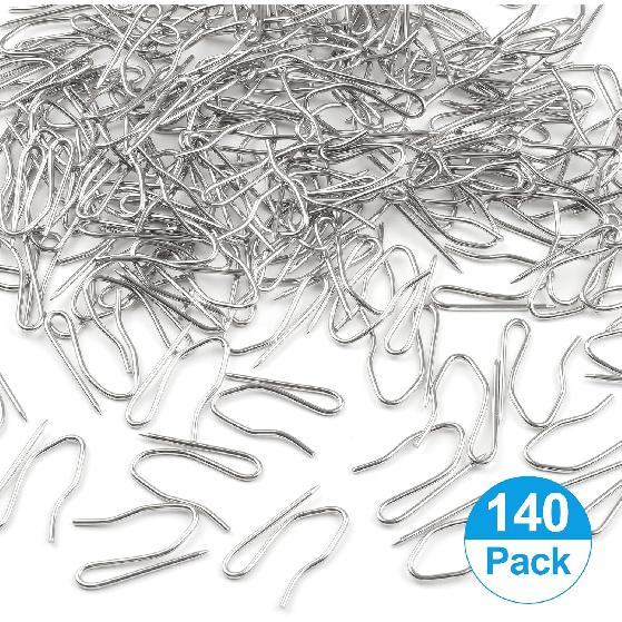 140 PCS Metal Curtain Hooks for Drapes, 1.2 in Rustproof Drapery P for Pinch Pleat Curtain, S-Shaped Pin-On Hook for Window, Door, Shower, RV Curta
