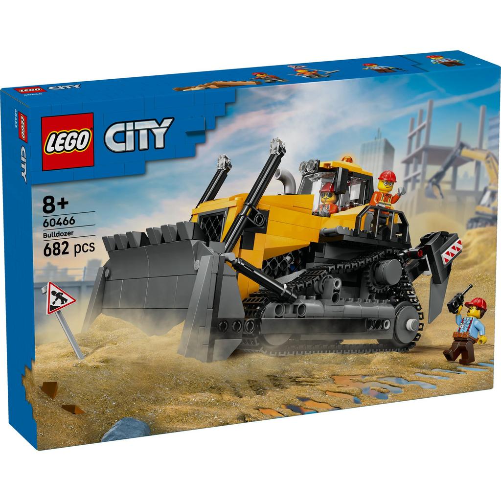 LEGO City Bulldozer Toy Playset 60466 Yellow Building Vehicle Blocks for Boys and Girls Ages 8-10 Kids Children School Minifigure