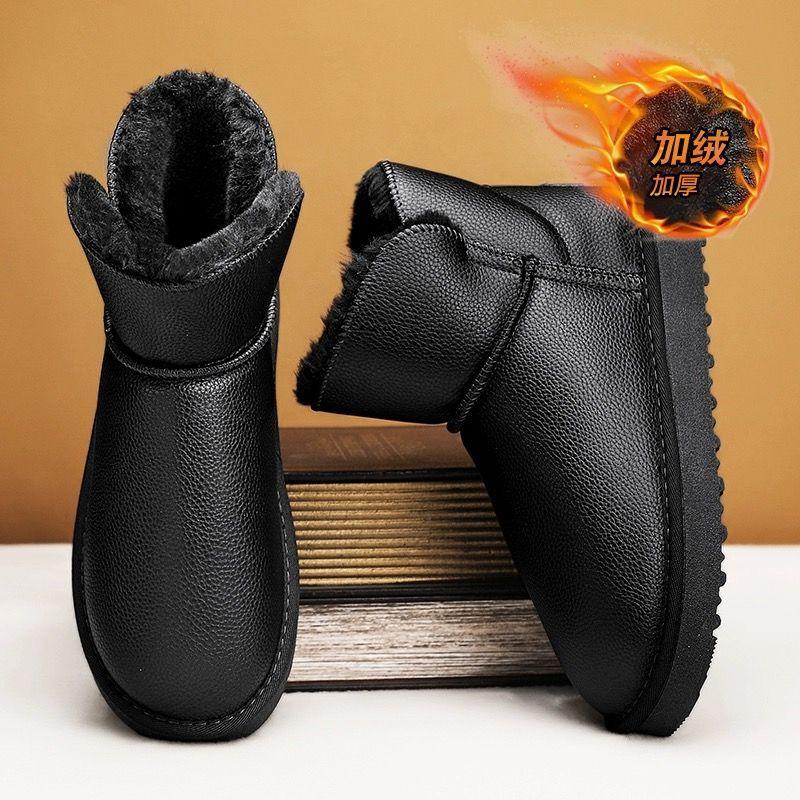 

Мужские зимние ботинки большого размера с плюшевой изоляцией, толстые, водонепроницаемые и нескользящие, высокие хлопковые ботинки, хлопковые ботинки 47 чёрный