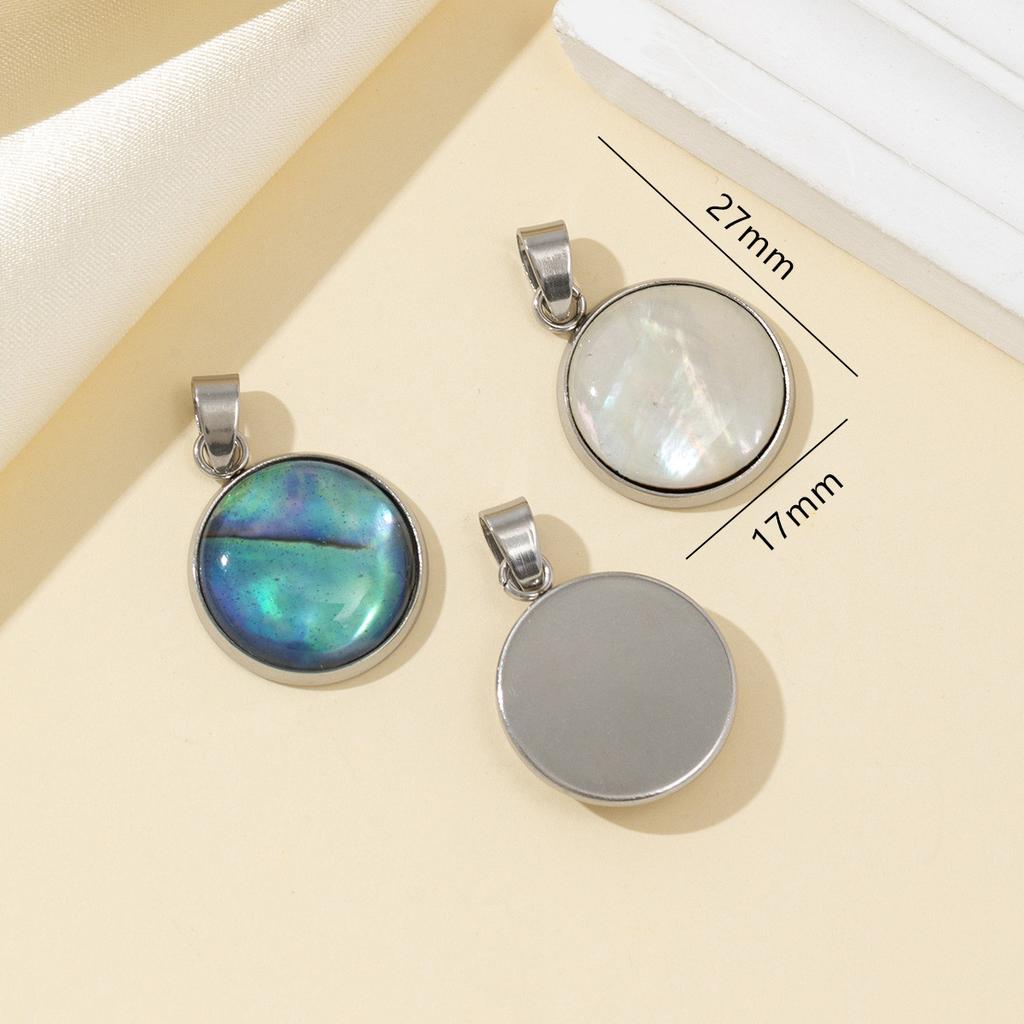 2Pcs Necklace Pendant Natural Shell Beads Round Pendant 27x17mm For Jewelry Making DIY Necklace Bracelet Earrings Accessory