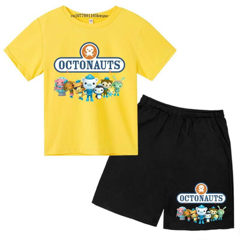 Dziecięce Octonauts Kreskówkowy Nadruk Lato Słodkie Oddychające T-shirty+Spodenki 2-częściowe Garnitury 2-13 Lat Chłopcy Dziewczynki Stroje Dziecięce Zestawy Ubrań