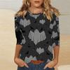 Women's Fashion Casual Round Neck Printed 3/4 T-shirt Top