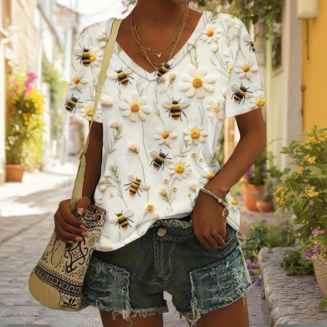 

Женская футболка с V-образным вырезом, повседневные модные топы с коротким рукавом, цветочные принты, большие размеры, свободная женская одежда, футболка для активного отдыха 6XL