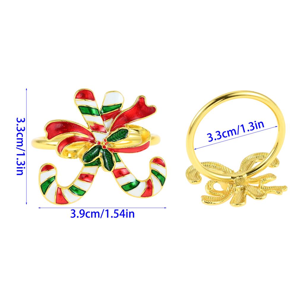 6Pcs/Set Alloy Gold Christmas Napkin Rings Napkin Holder Buckles for Xmas Wedding Thanksgiving Holiday Dinner Party Table Decor