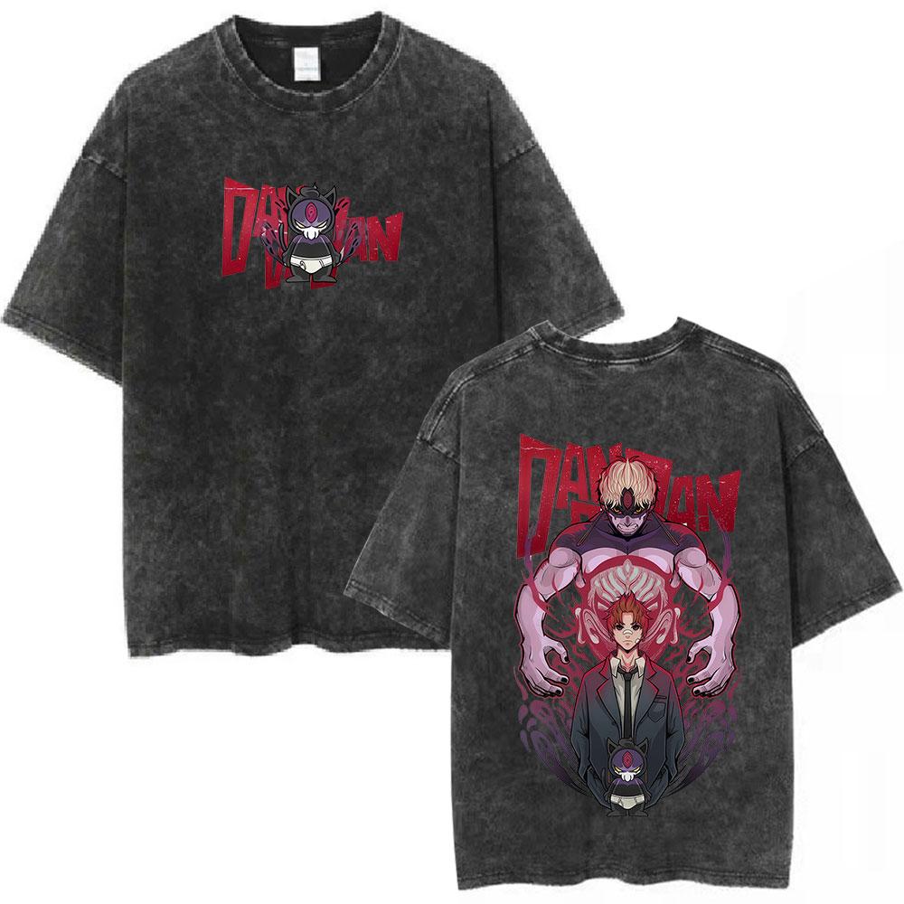 Anime Dandadan Ken Takakura Okarun Tshirt Men Women Fashion Vintage Washed Short Sleeve T Shirts Cotton Oversized Tshirts