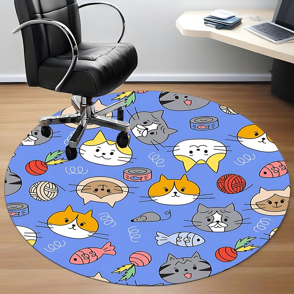 1PC Cat-themed Pattern Chair Carpet for Office, Indoor Non-Slip Washable Carpet, Soft Comfortable Mat For Office Room yy250930242