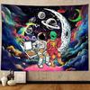 Trippy Astronaut Alien Space Tapestry Cool Galaxy Moon Pizza Print Wall Hanging For Teen Bedroom Dorm Room Decor Multiple Sizes