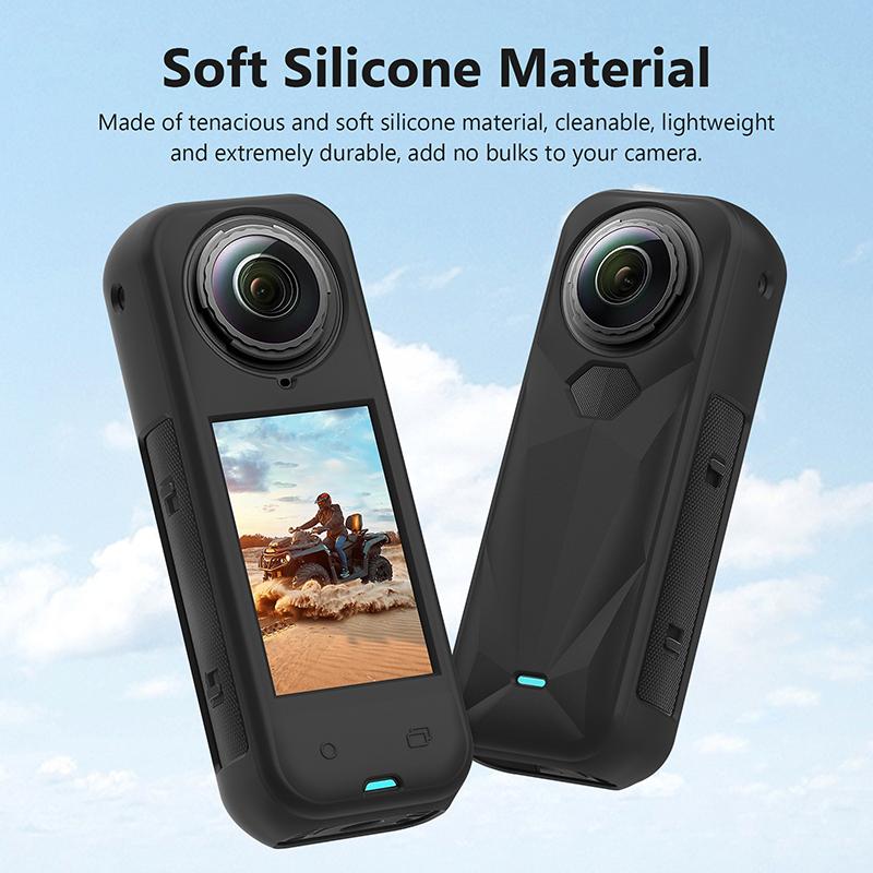 

2Pcs/1Set Lens Cap Silicone Case For Insta360 X5 Lens Protector Cover Camera Body Protective Soft Case For Insta360 X5 Shell