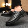 Spring Boys Work Lazy Shoes Men'S Business Casual Leather Shoes Men'S Black Leather Surface Men'S Breathable High-End Thick Sole