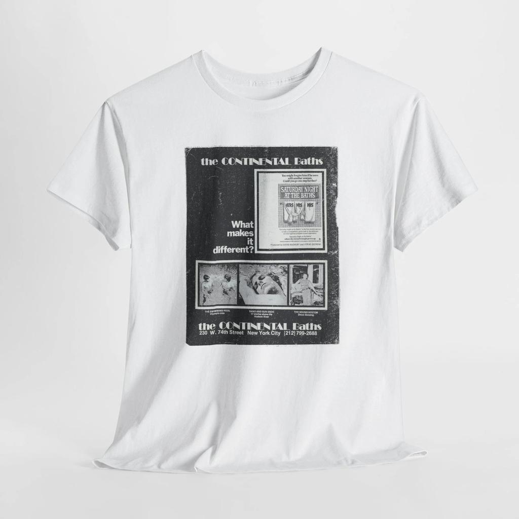 Continental Baths Unisex Tee Shirt, Gay Bathhouse Retro Design, LGBT Pride,
