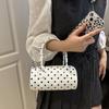 Korean Style Polka Dot Purse Mini Barrel Crossbody Bag for Women Top Handle Handbag for Daily Outings