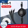 Hot 2025 Car 3 In 1 USB Cable Type C Micro USB Fast Charging Phones Cable For Mercedes Benz AMG A B E S Class W222 W204 W214 W16