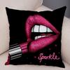 Funda de almohada de labios sexy para mujer, decoración de sofá, hogar, coche, funda de cojín con estampado de pintalabios de dibujos animados
