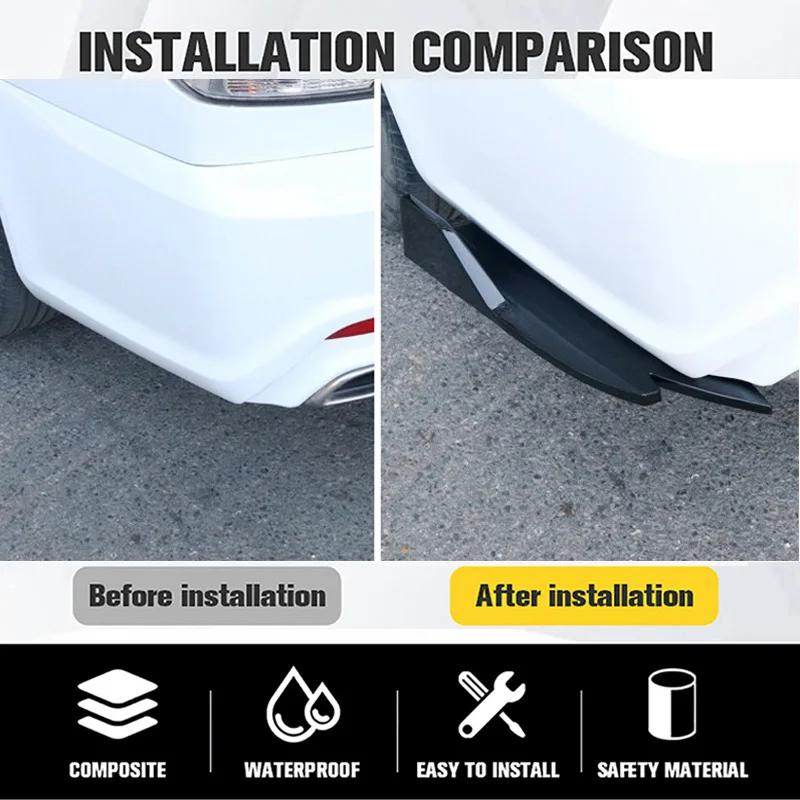 Pair Universal Car Rear Bumper Spoiler Lip Carbon Fiber Wing Trim Protection Anti-crash Diffuser Side Skirt Wrap Angle Splitter