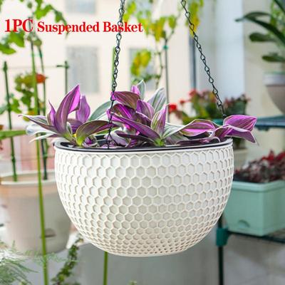 1PC Vine Woven Hanging Plastic Flowerpot Hanging Basin Indoor Hanging Basket Hanging Resin Flowerpot