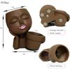 Face Flower Pot Head Planter, Black Woman Unique Planters for Indoor Outdoor Plants, Novelty Plant Pots Lady Vase with Drainage Hole Home Garden
