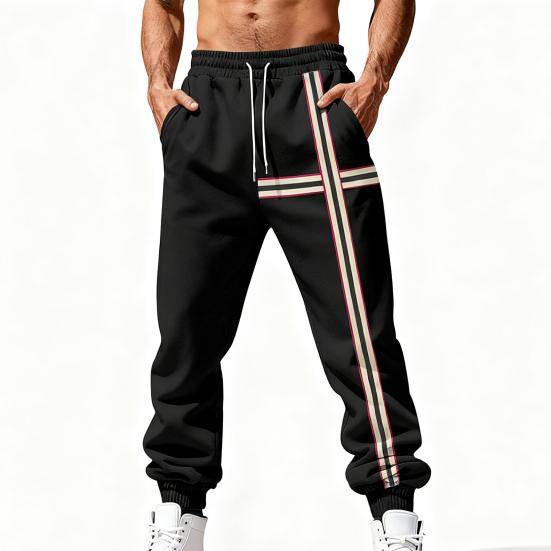 Pantalones de chándal para hombre Joggers elásticos de tiro medio con cordón ajustable Bolsillos reforzados Forro de terciopelo Pantalones deportivos para uso diario