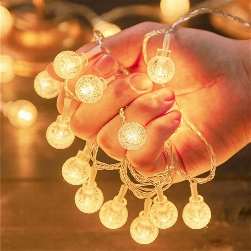 Bubble Ball LED Lichterkette Kristallkugel & Kleine Runde Kugel Girlande Außenlampe Hochzeit Lichterkette Weihnachten Ramadan Dekoration 2026