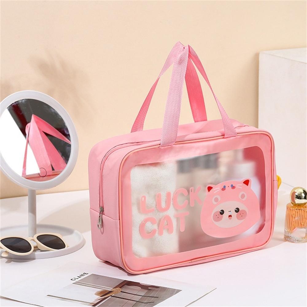 Travel PVC Transparent Makeup Bag Toiletry Storage Bag Swimming Beach Large Capacity Wash Bag Waterproof Portable Cosmetic Pouch