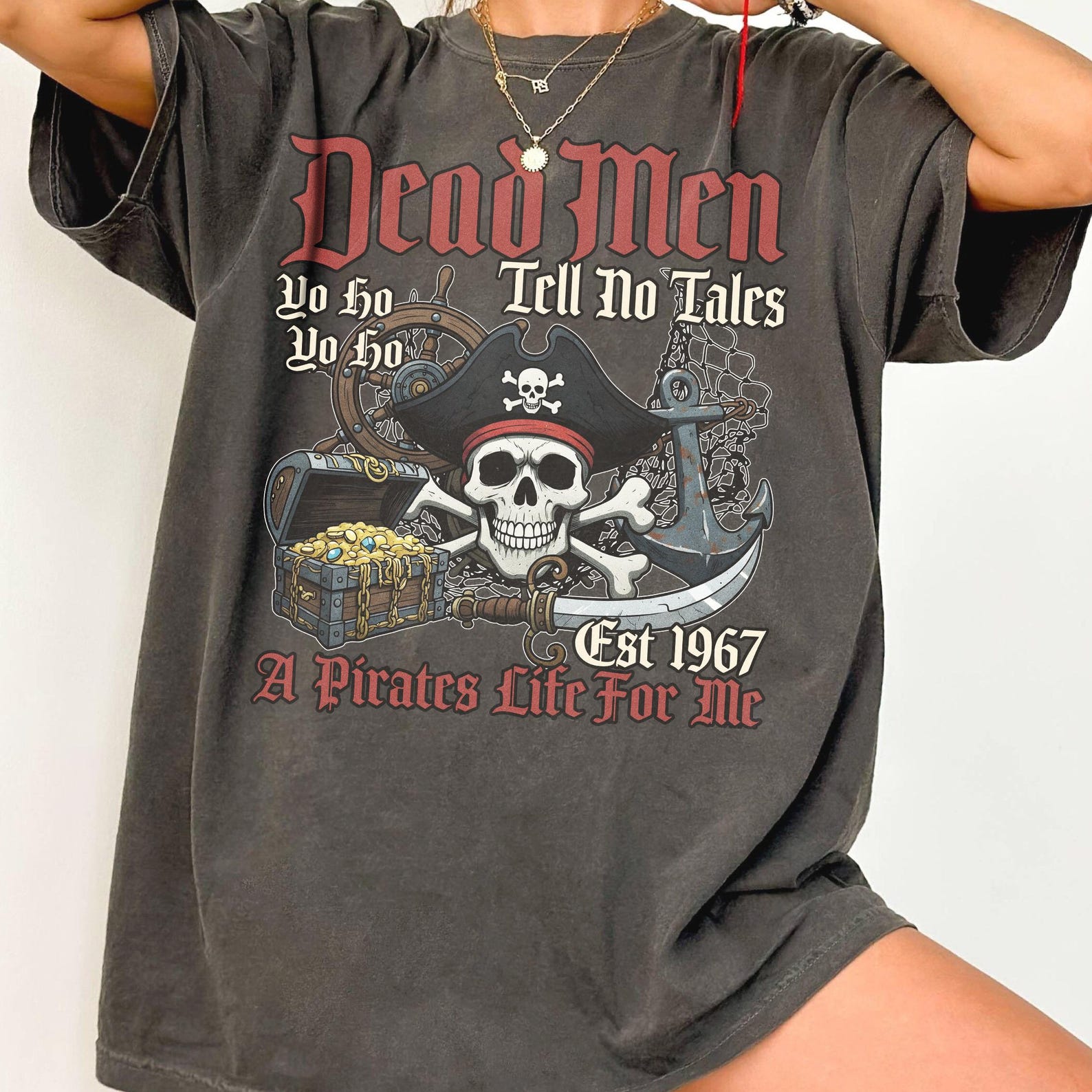 Disney Pirates Of The Caribbean Shirt, Dead Men Tell No Tales Tee, Yo Ho Pirate Life Skull Graphic, Disney Cruise Family Trip Gift S