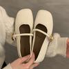 Flat Shoes for Women's 2025 Spring New Style French Retro Versatile Square Toe Shallow Mouth Pumps for Women Mary Jane Shoes