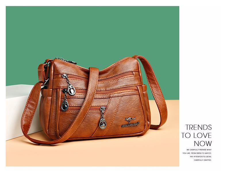 2025 Soft Leather Handbag for Women - Stylish, Simple Crossbody & Shoulder Bag for Middle-Aged Ladies