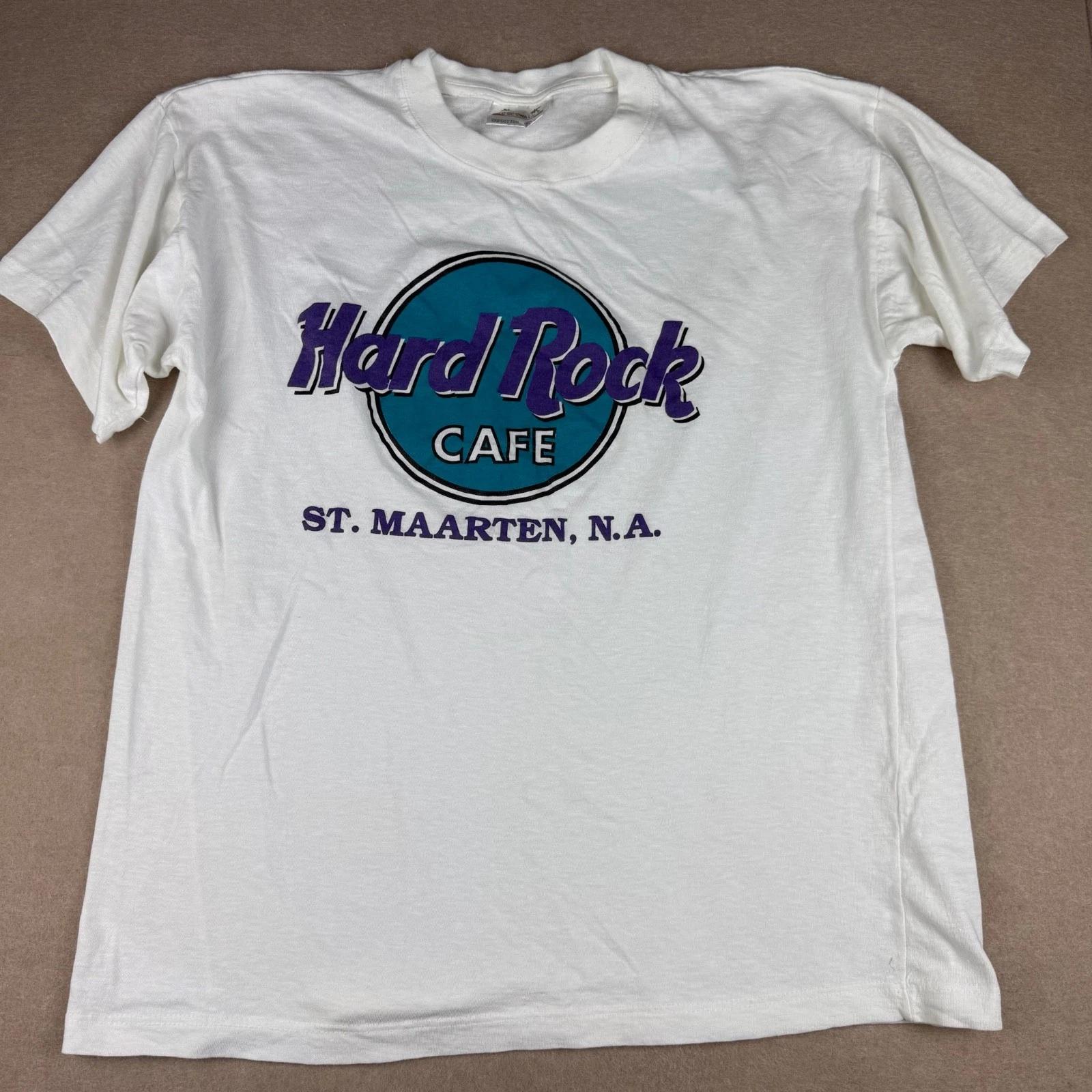 

Vintage Hard Rock Cafe St Maarten Shirt Mens XL White Tourist Logo Graphic Tee S