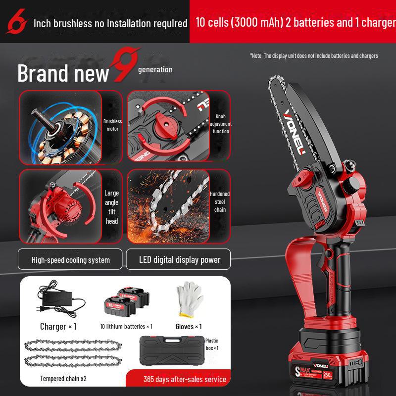 Rechargeable One-Handed Brushless Electric Chainsaw for Home and Outdoor Use