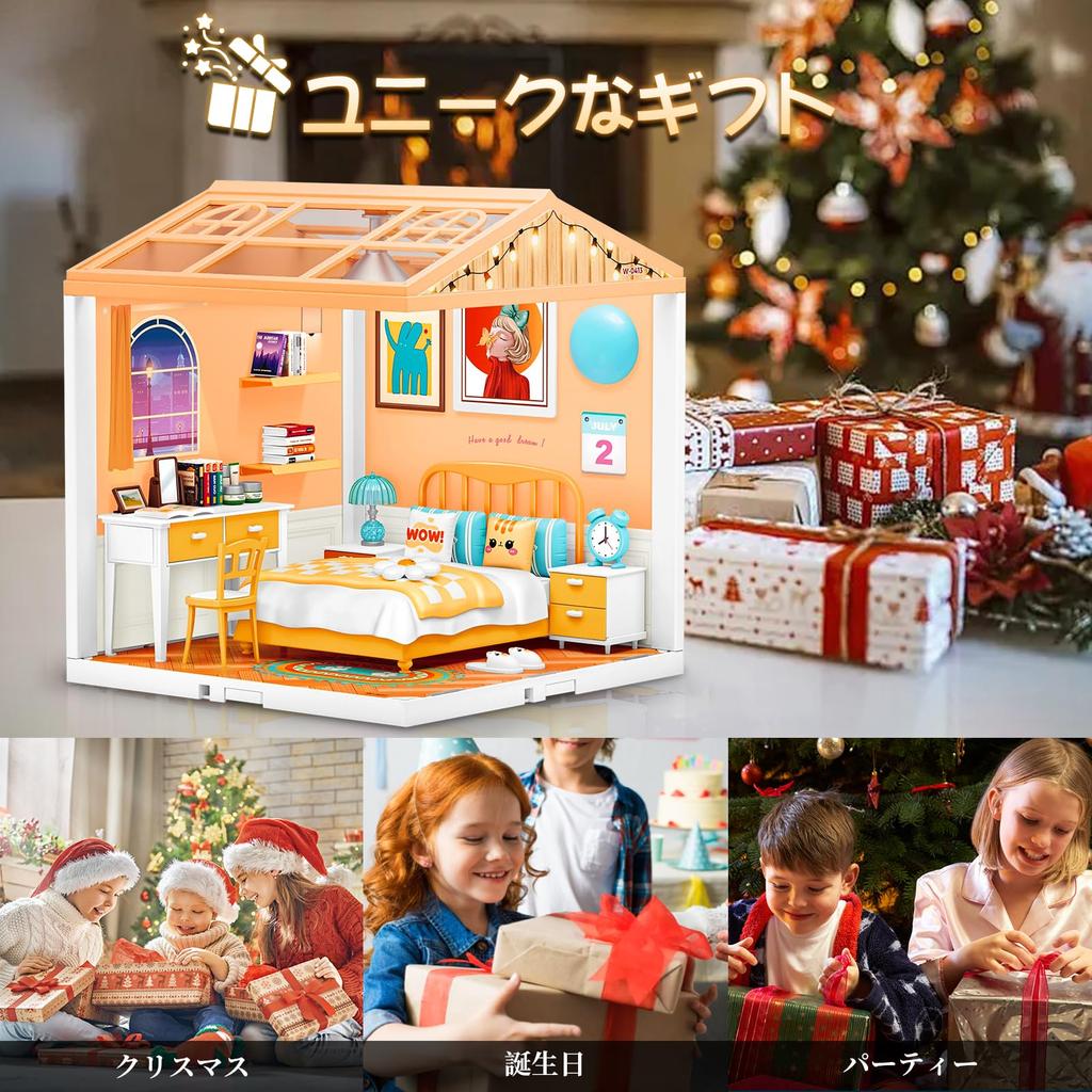Hallisun DIY Miniature House Plastic Dollhouse with Furniture Toy Dollhouse with Light Dustproof Cover and 3D Craft Assembly Toy for Kids Ages and