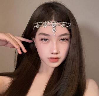 Exotic Style Hair Chain For Women Girl Trendy Glitter Rhinestone Hair Hoop Exquisite Bead String Headband Jewelry Forehead Chain