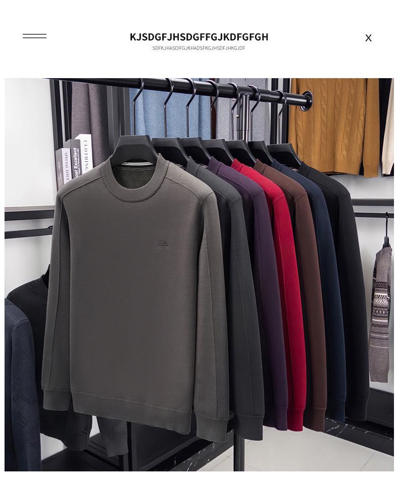 Men's Plus Velvet Thick Knit Sweater - High Elasticity, Anti-Pilling, Skin-Friendly, Loose Fit Base Layer for Autumn/Winter