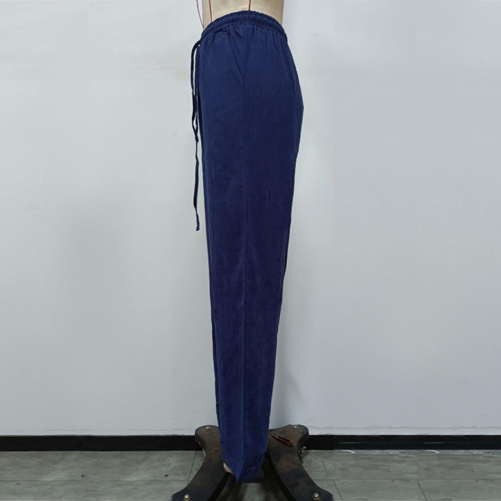 Dámské ležérní kalhoty s volným elastickým pasem, jednobarevné, široké šněrování