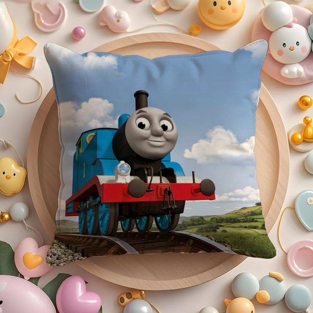 T-Thomas The Train Pillow Case Soft Plush Fabric Double-Sided Printed Cushion Cover Warm Winter Sofa Pillow Case
