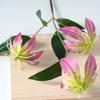 Artifical Lily Flower with 3 Heads Full Bloom And Leaves Long Stem Faux