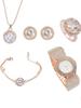 Damen Strass Stahlband Quarzuhren Set - 5-teilige Kollektion