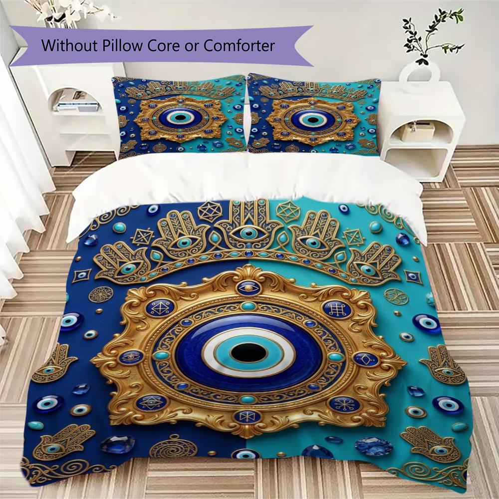 Evil Eye Pattern Bedding uilt Set uilt Cover Pillowcase Home Decoration Birthday Gift (1 * duvet cover + 2 * pillowcase  without core)60