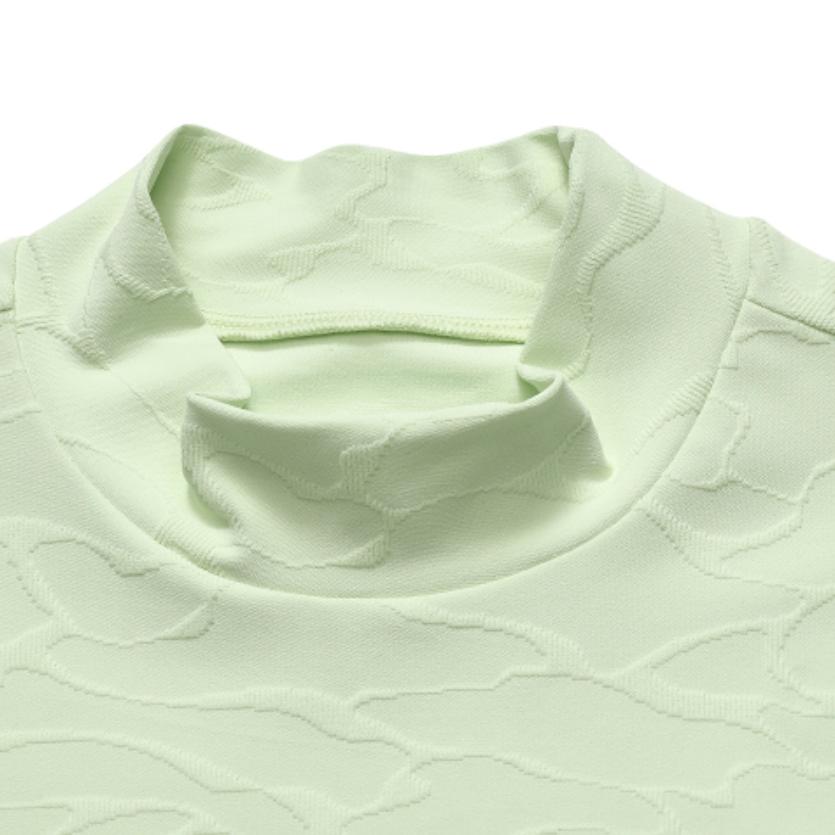 Fila Fitted Short High Neck Solid Color Sports Knit Long Sleeve T-Shirt Women Tops Sprout-Green A11W241211F-LG