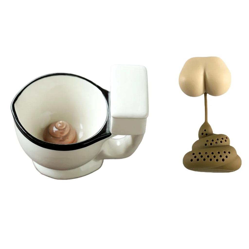 300ml Toilet Shaped Cup Coffee Ceramic Cup with Handle Water Cup Coffee Tea Milk Ice Cream Cup Funny Gift