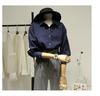 Koreanische Gestreiften Frauen Blusen Casual Elegante Chic Laterne Hülse Mit Drei Vierteln Shirts Büro Weibliche Mode Tops