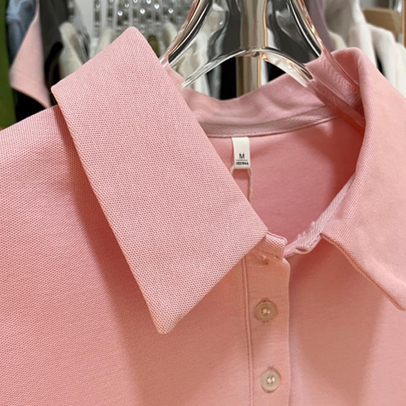 Women's Casual White Button-Up Polo Collar T-Shirt - Summer 2026 Stylish Versatile Short-Sleeved Top