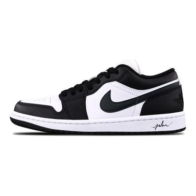 Jordan Air Jordan 1 Black Panda Leder Dämpfung, Verschleißfest Niedrig geschnitten Vintage Basketballschuhe Unisex Schwarz, Weiß 553558-165(Team425-)