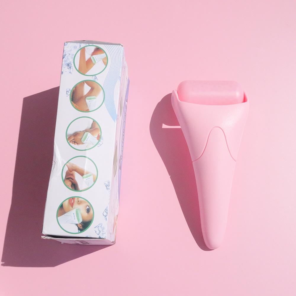 Pink Silent Ice Facial Massage Roller - Cold Compress and Lifting Tool