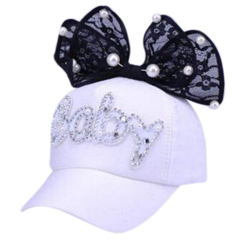 Children Adjustable Hat Baby Girl Casual Outdoor Letter Pattern Baseball Cap Breathable Visor Hats With Bowknot