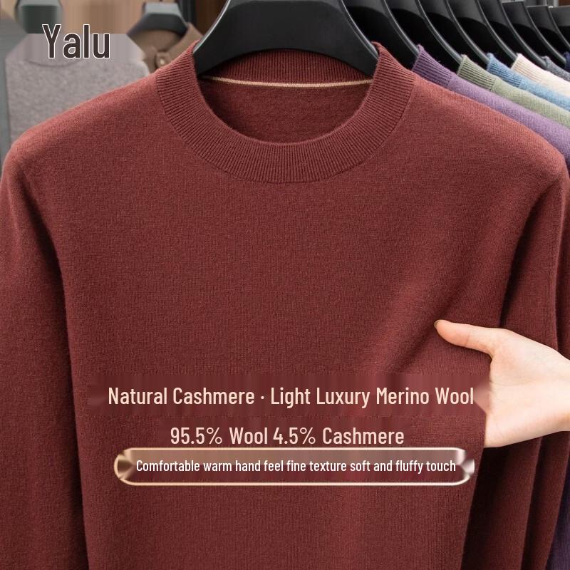 Yalu Men's Winter Cashmere Blend Crew Neck Sweater