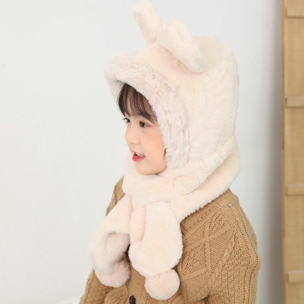 One-Piece Kids Hat Hooded Scarf Plush Infant Beanies Cap Fashion Winter Baby Hat Scarf